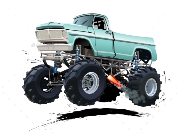 Cartoon Monster Truck - Man-made Objects Objects