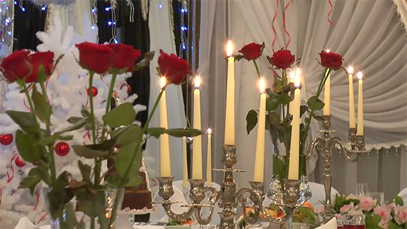 Candles and Roses on the Table