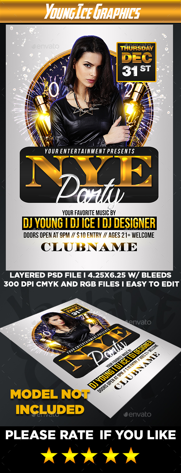 NYE Party Flyer Template - Clubs & Parties Events