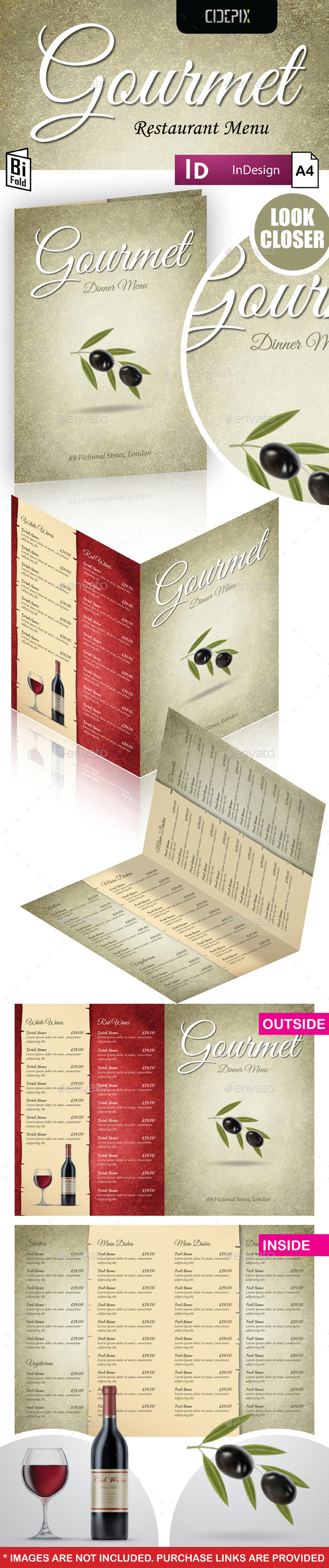 A4 Bifold Restaurant Menu Template - Food Menus Print Templates