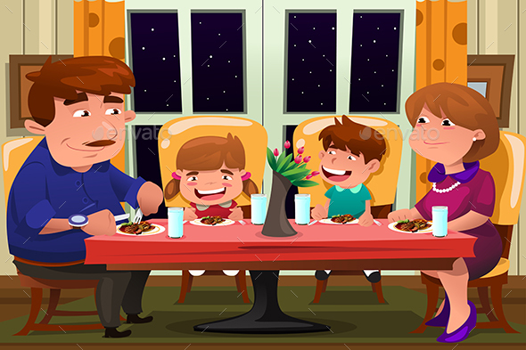 Family Eating Together - People Characters