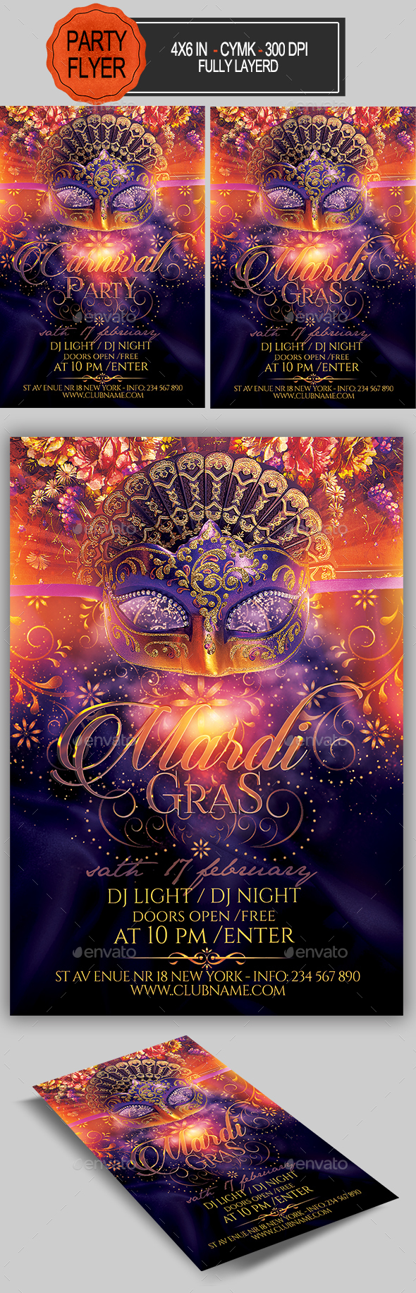 Carnival Mardi Gras Flyer - Clubs & Parties Events