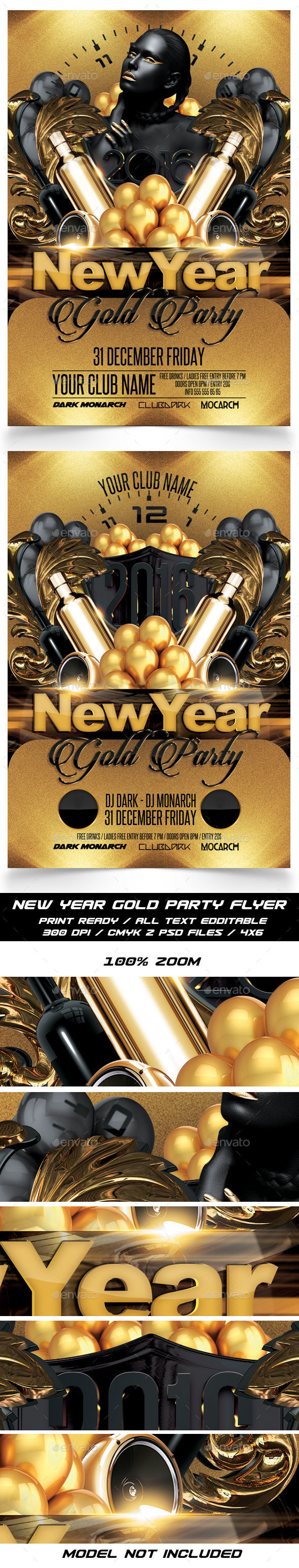 New Year Gold Party Flyer - Events Flyers