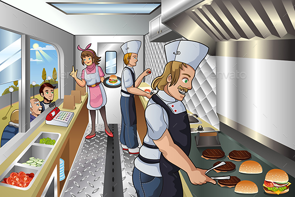 Chef Inside a Food Truck - People Characters