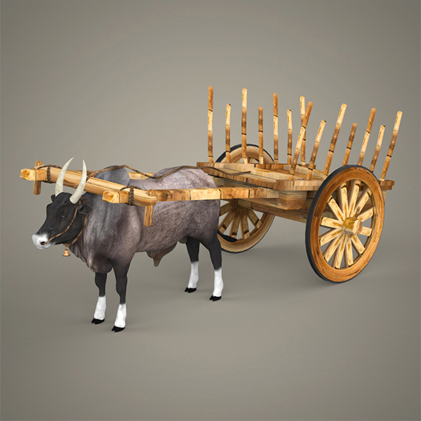 Realistic Ox Cart - 3Docean 14035566