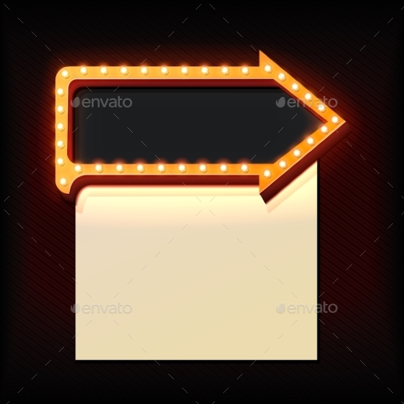 Volume Retro Arrow With Lights - Decorative Vectors