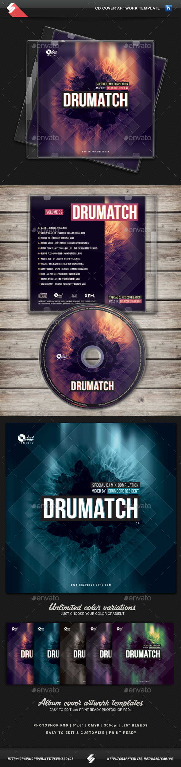 Drumatch vol.2 - CD Cover Artwork Template - CD & DVD Artwork Print Templates