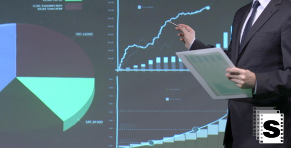 Businessman Working On Big Screen  alt