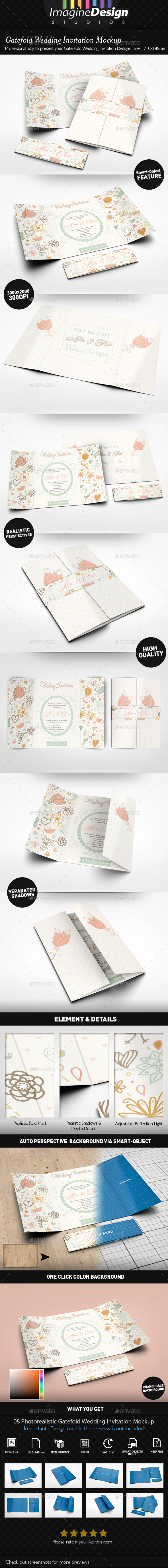 Gatefold Wedding Invitation Mockup - Miscellaneous Print