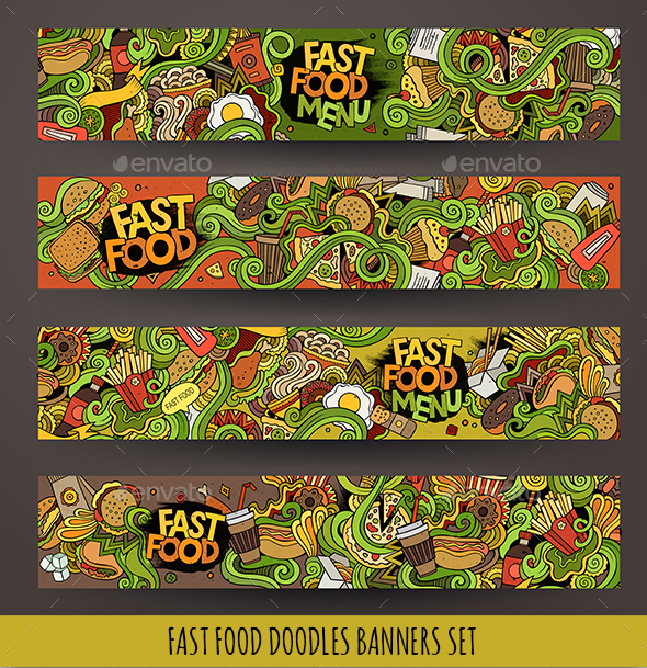 Fast Food Banners Design - Food Objects