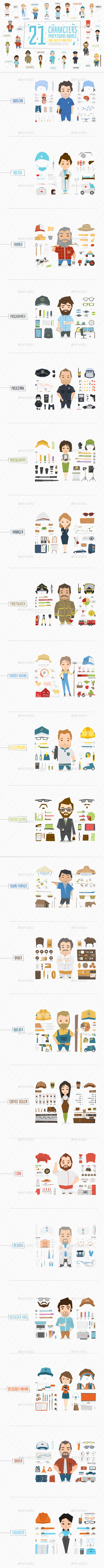 21 Professions Characters - People Characters