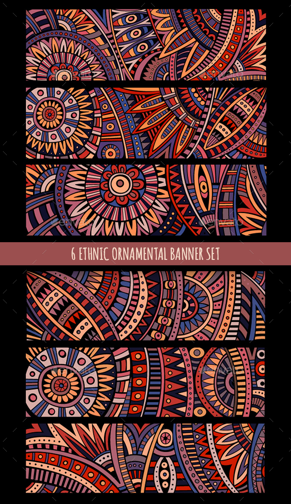 Ethnic Ornamental Banners Set - Borders Decorative