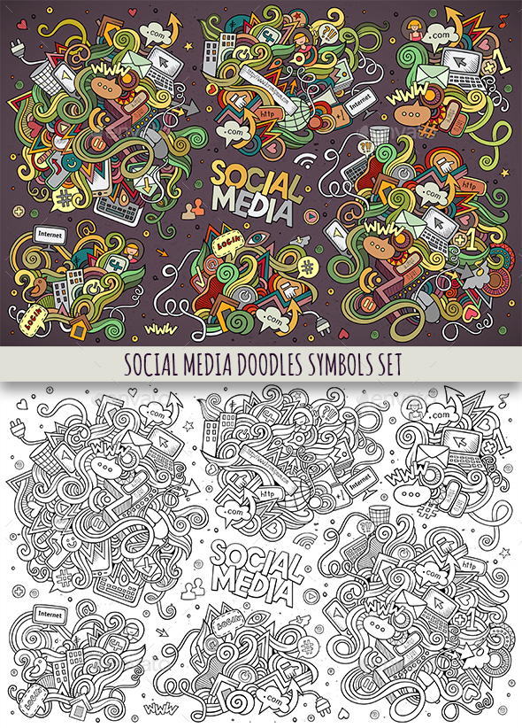 Social Doodles Objects Set - Communications Technology