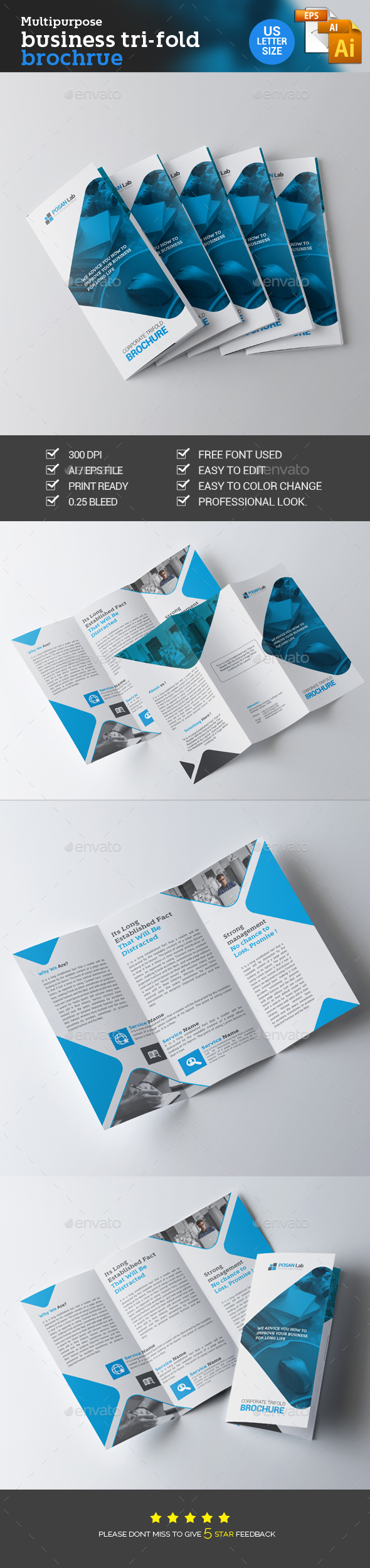 Trifold Corporate Business Brochure - Brochures Print Templates