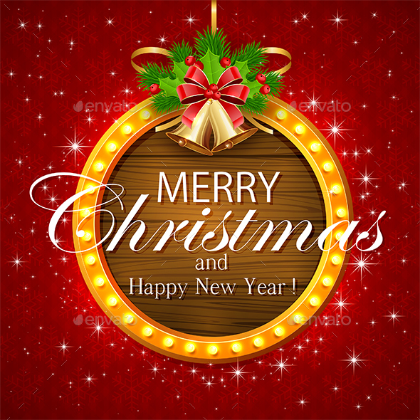 Round Christmas Decoration on Red Background - Christmas Seasons/Holidays