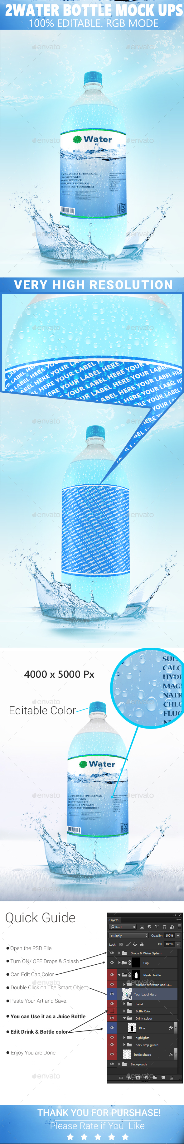 Water Bottle Mock-ups - Product Mock-Ups Graphics