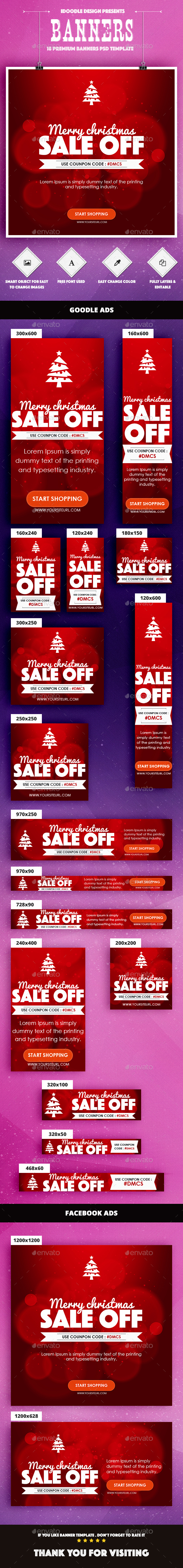 Merry Christmas Banners Ad - Banners & Ads Web Elements
