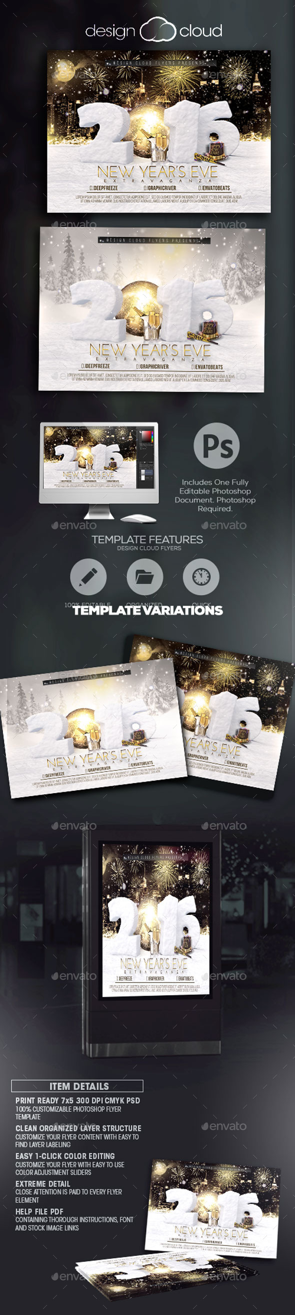 New Year's Eve Extravaganza Flyer Template - Holidays Events