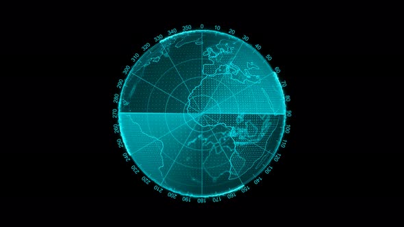 Cyan Color Radar Hud Animated On Black Background alt