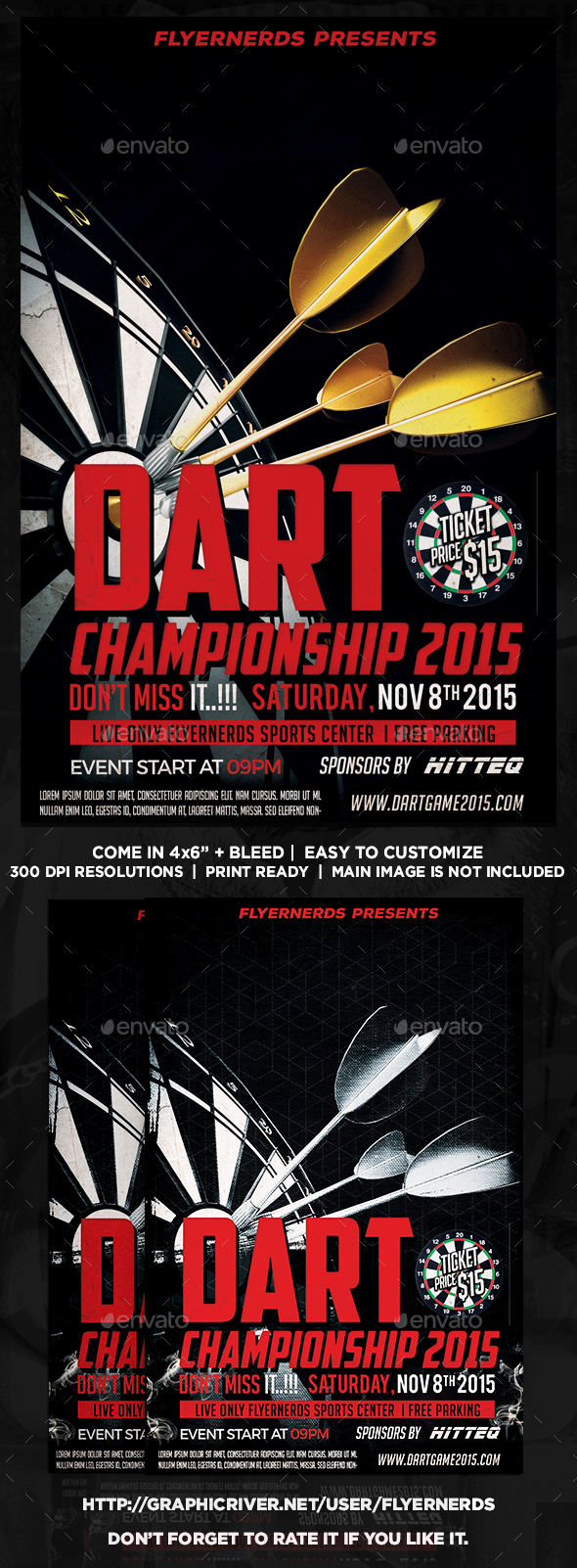 Dart Championships 2015 Sports Flyer - Concerts Events