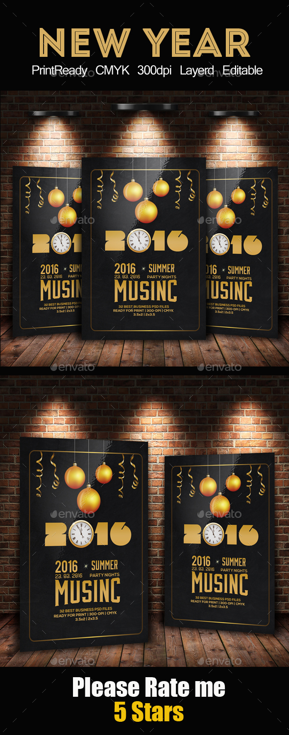 Golden New Year Celebration Flyer - Holidays Events