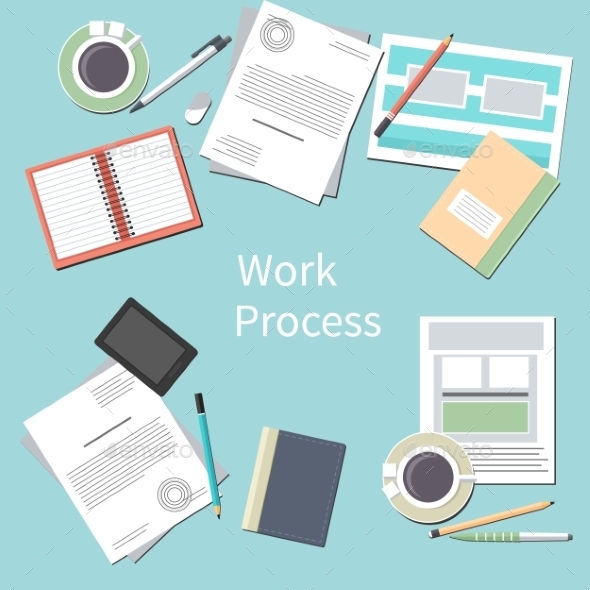 Office Desk With Personal Accessories - Concepts Business