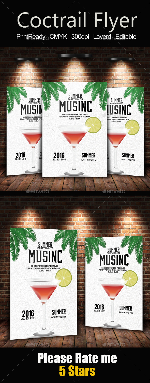 Summer Cocktails Flyer Template - Holidays Events