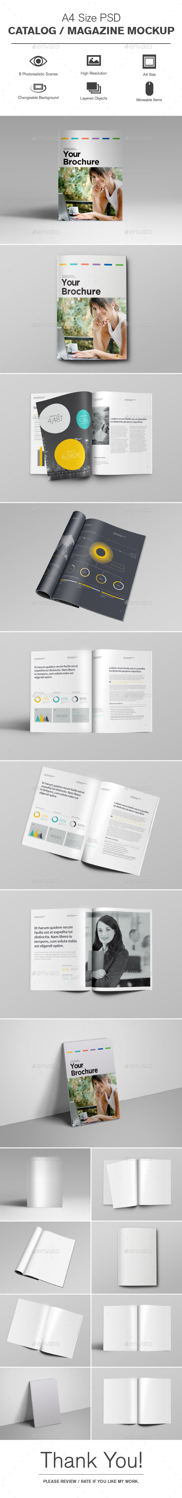 A4 Catalog / Brochure Mockup - Magazines Print