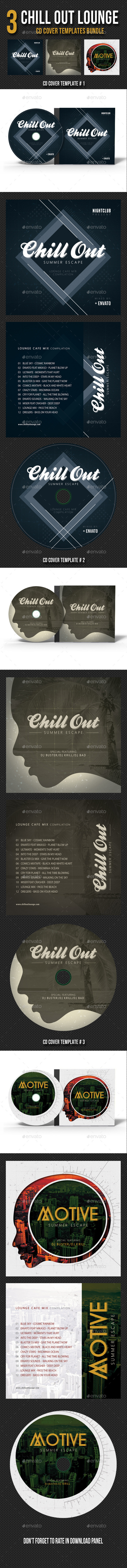 3 in 1 Chill Out Lounge CD Cover Bundle - CD & DVD Artwork Print Templates