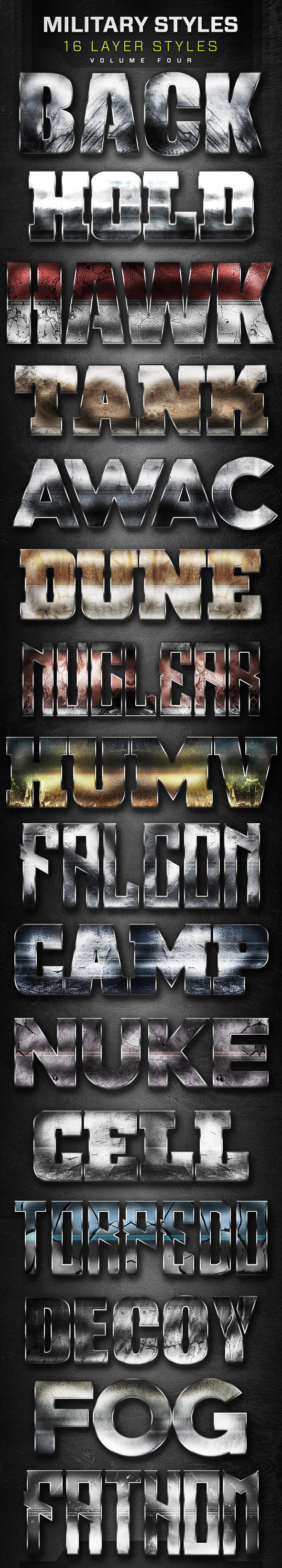 16 Military Layer Styles Volume 4 - Text Effects Styles