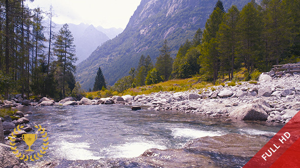 River Flows between the Mountains