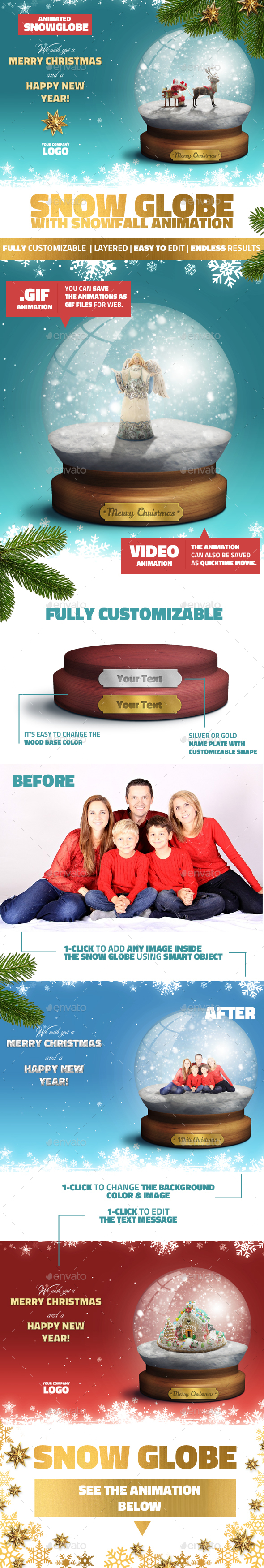 Snow Globe Christmas Mockup with GIF Animation - Miscellaneous Product Mock-Ups