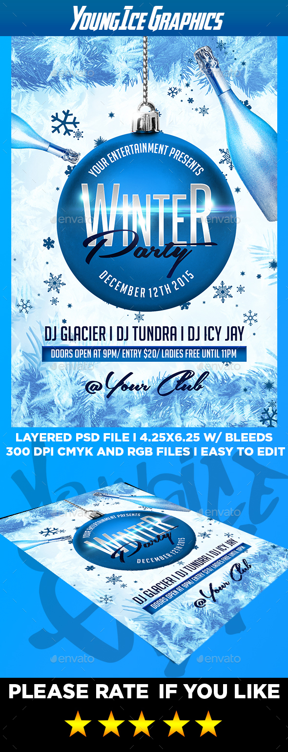 Winter Party Flyer Template - Clubs & Parties Events