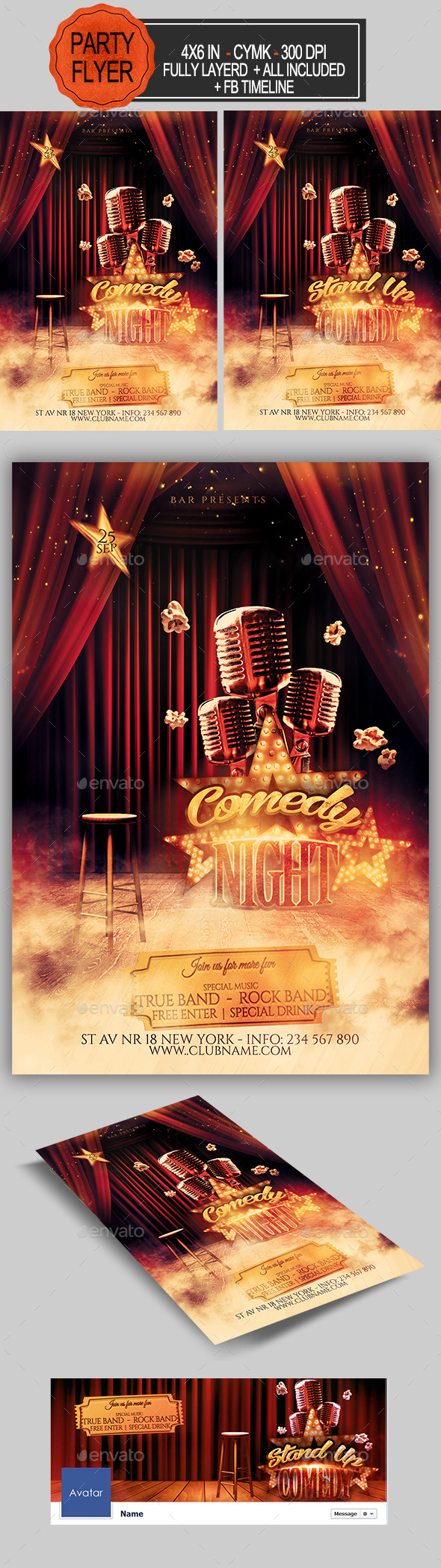 Comedy Night Flyer - Clubs & Parties Events