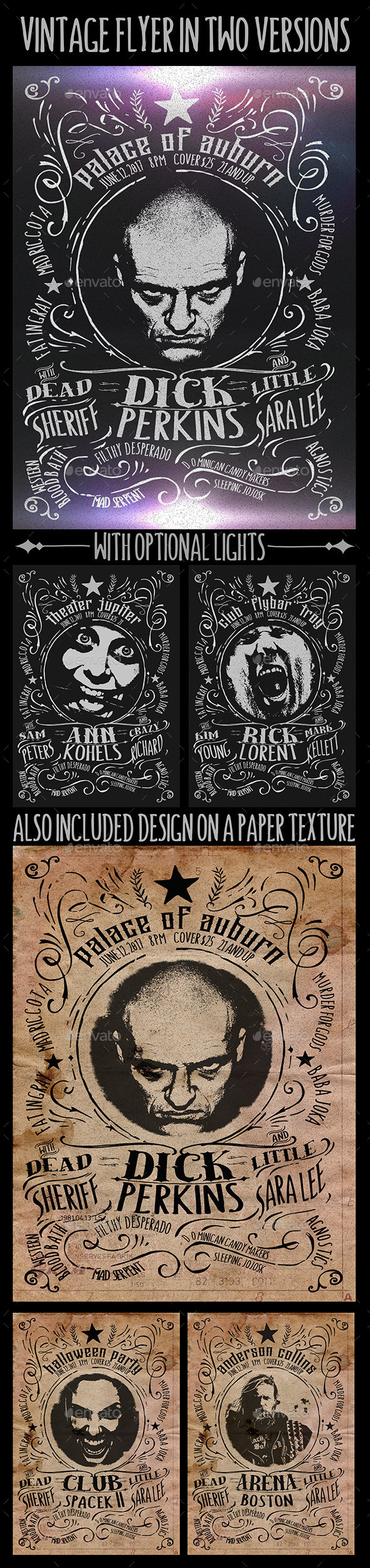Unique Vintage Flyer in Two Versions - Retro/Vintage Business Cards