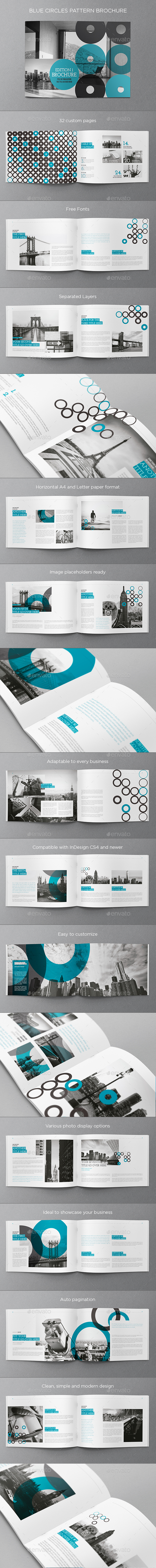 Blue Circles Pattern Brochure - Brochures Print Templates