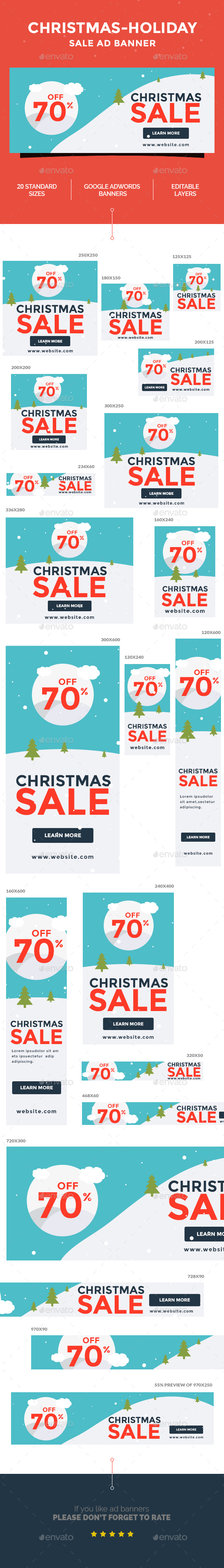 Christmas - Holiday Sale Ad Banner - Banners & Ads Web Elements