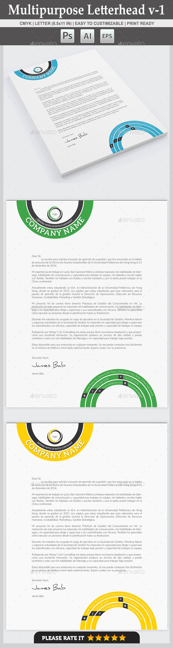 Multipurpose Letterhead v-1 - Stationery Print Templates