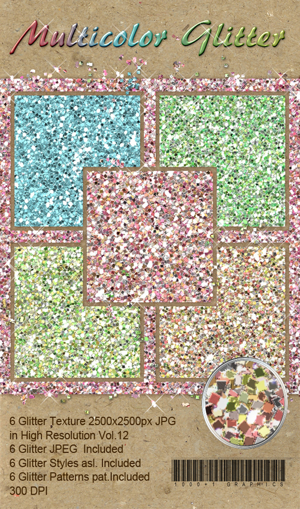 Multicolor Glitter Texture Pack - Photo Effects Actions