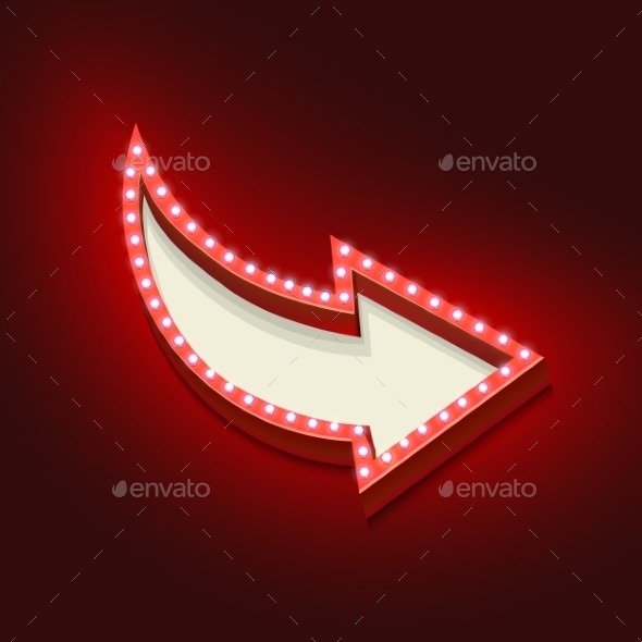 Volume Retro Arrow With Lights - Decorative Vectors