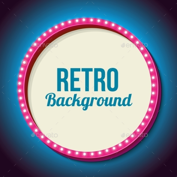 Retro Frame Circle With Neon Lights - Borders Decorative