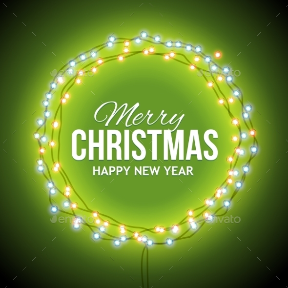 Congratulation To Christmas With Green Lights - Backgrounds Decorative