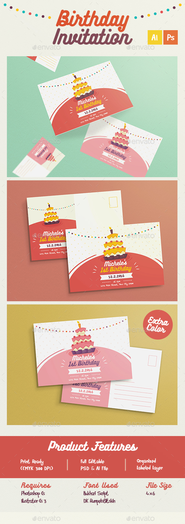 Colorful Birthday Invitation