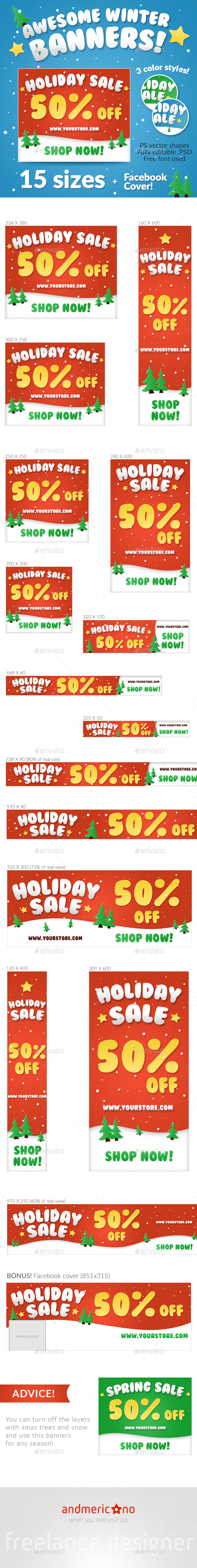 Winter Sale Banners - Banners & Ads Web Elements