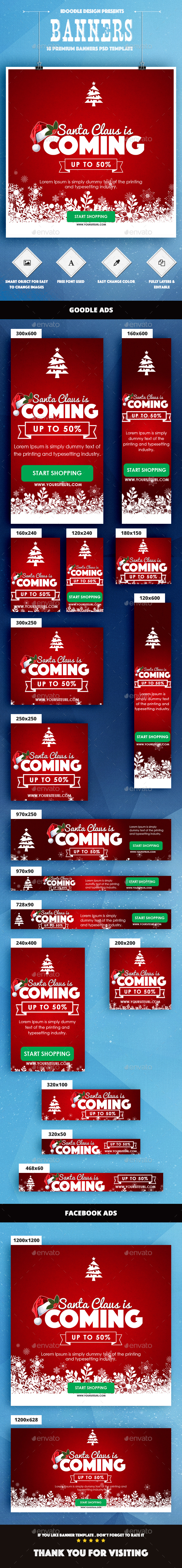 Merry Christmas Banners Ad - Banners & Ads Web Elements
