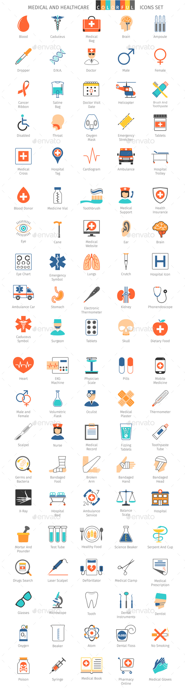 Medical And Healthcare Colorful Icons - Icons