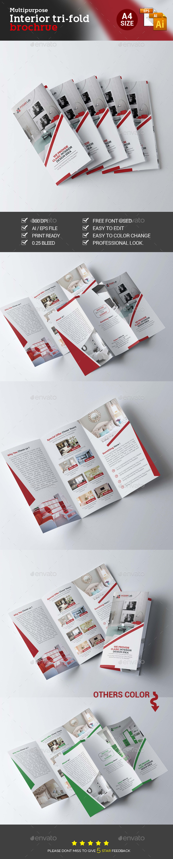 Interior Trifold Brochure - Brochures Print Templates