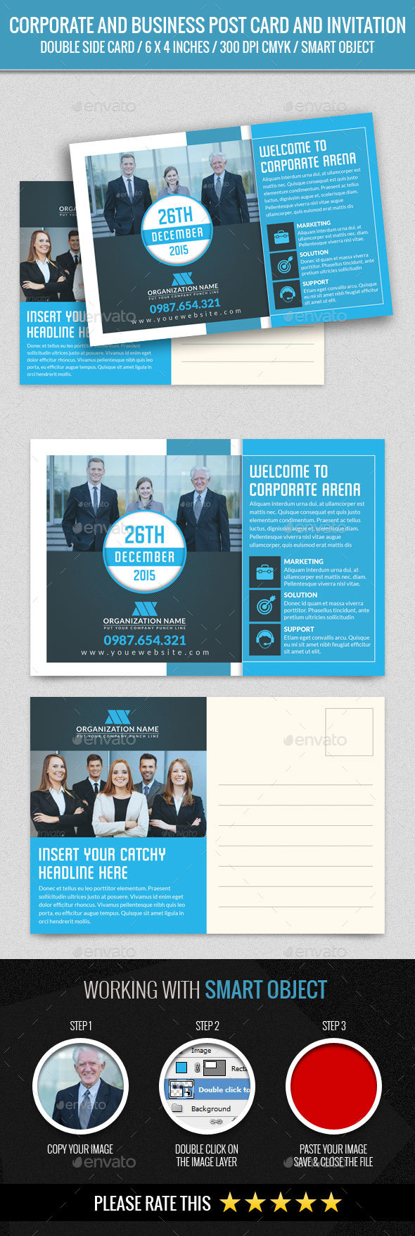 Corporate and Business Post Card - Cards & Invites Print Templates