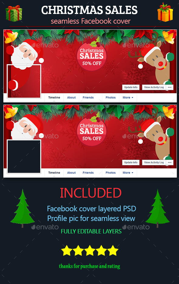 Christmas Sales Facebook Seamless Cover - Facebook Timeline Covers Social Media