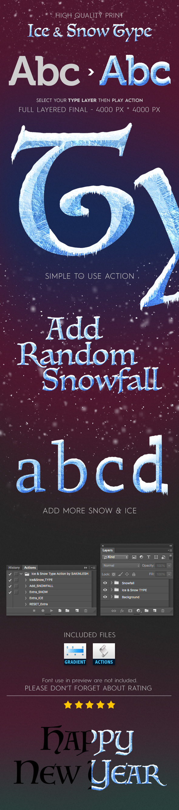 Ice & Snow Type Effect - Actions Photoshop